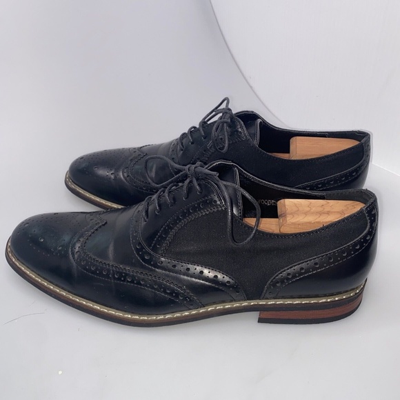 Parrazo Men's Size 11 Dress Shoes Black Wing Tip Block Hill Lace Fashion Oxford - Picture 5 of 16